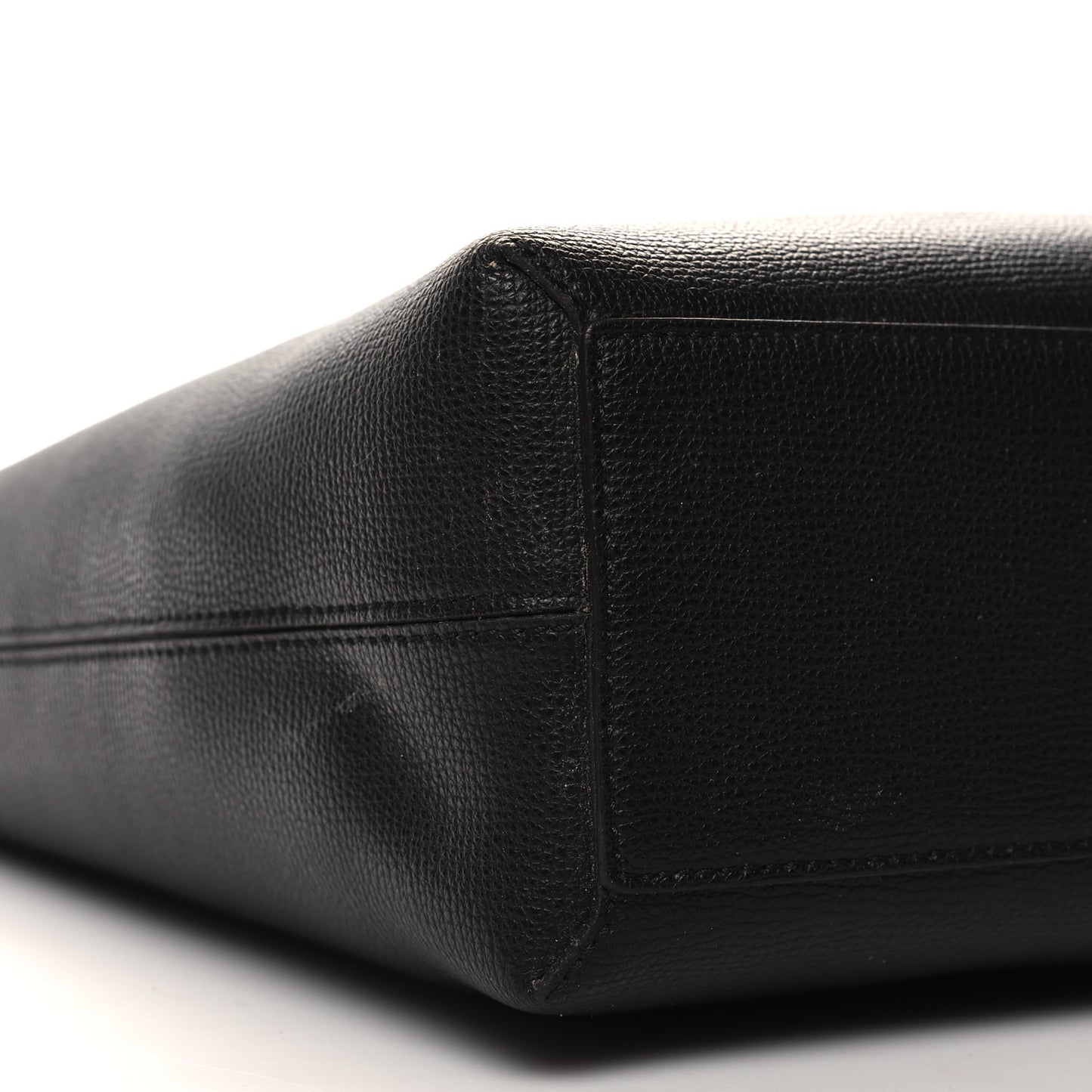 Grainy Calfskin Haymarket Check Small Reversible Tote Black