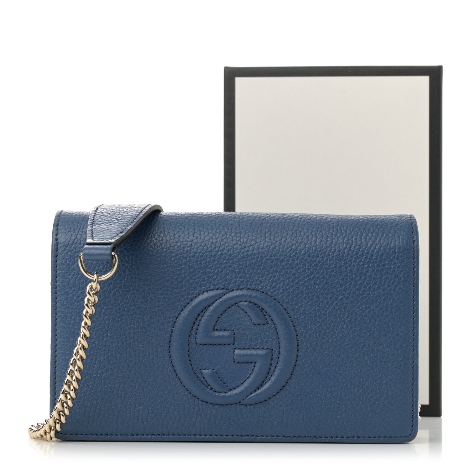 Gucci Pebbled Calfskin Soho Wallet on Chain Caspian 17 of 17