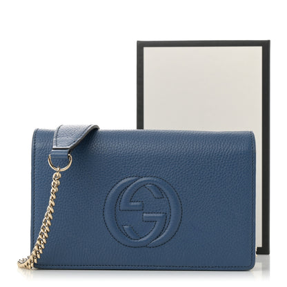 Gucci Pebbled Calfskin Soho Wallet on Chain Caspian 17 of 17