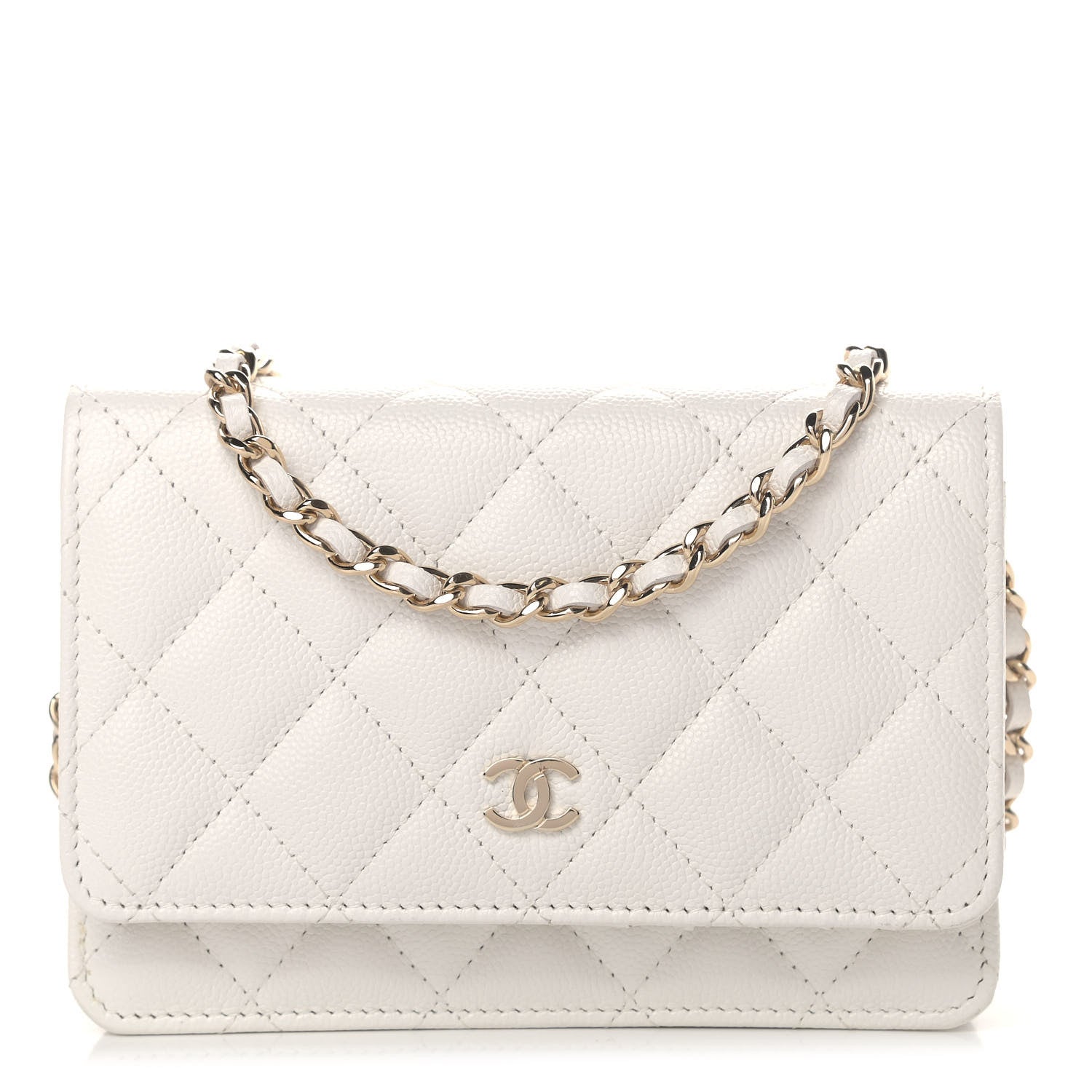Chanel Caviar Quilted Mini Wallet On Chain WOC White 1 of 4