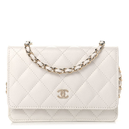 Chanel Caviar Quilted Mini Wallet On Chain WOC White 1 of 4
