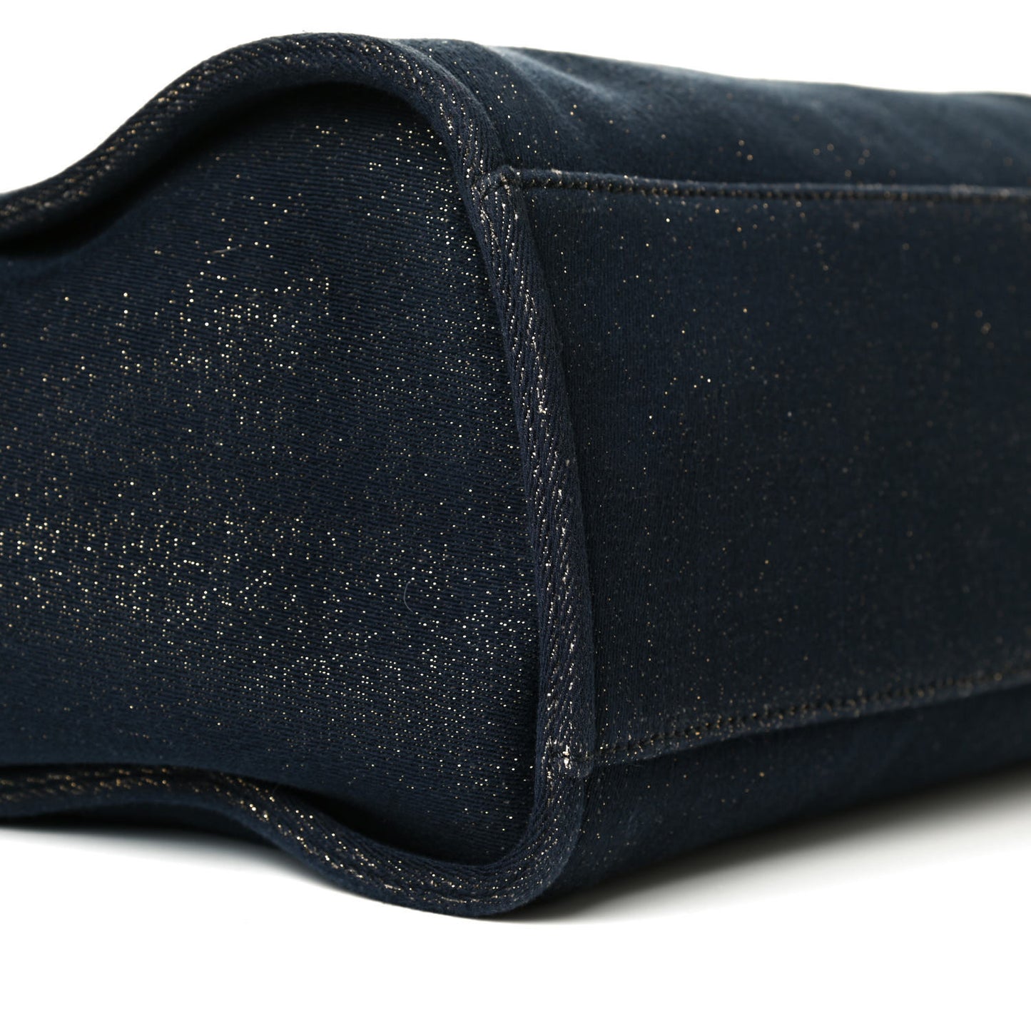 Lurex Canvas Medium Deauville Tote Navy Blue Gold