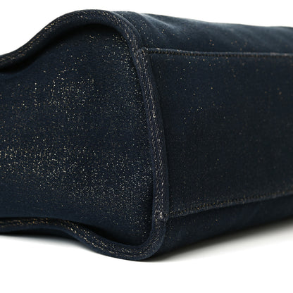 Chanel Lurex Canvas Medium Deauville Tote Navy Blue Gold 7 of 8