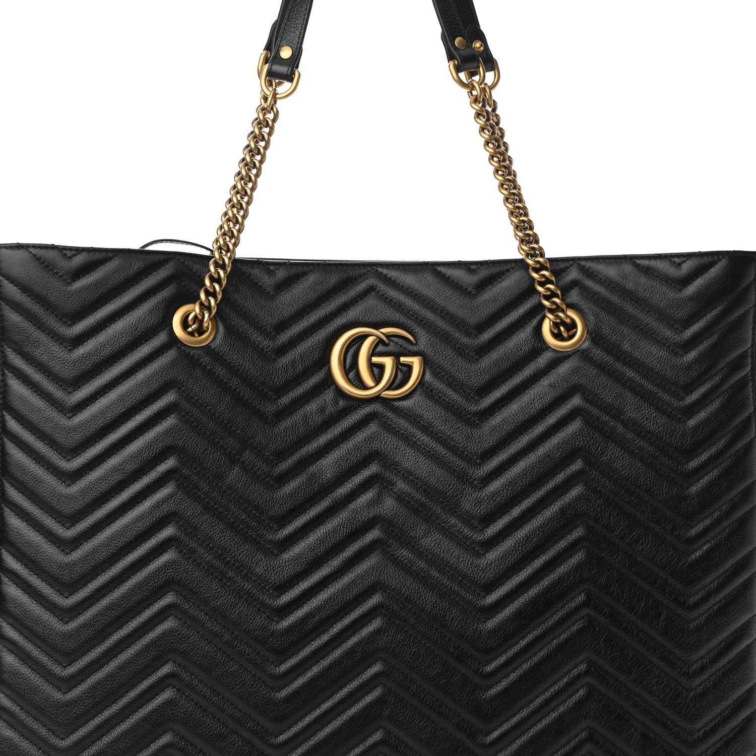 Gucci Azalea Calfskin Matelasse Large GG Marmont Slim Tote Black 8 of 10