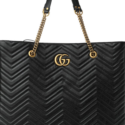 Gucci Azalea Calfskin Matelasse Large GG Marmont Slim Tote Black 8 of 10