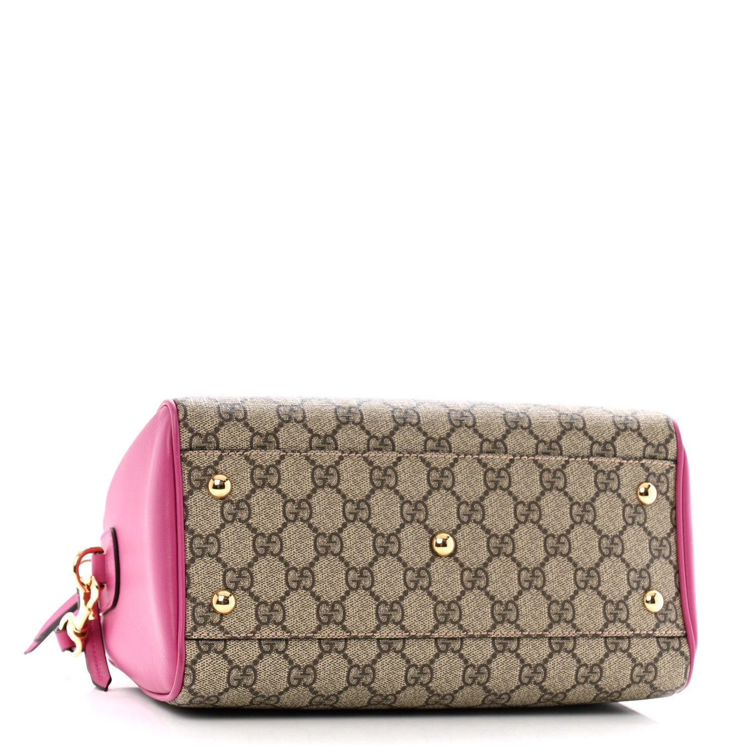 Gucci GG Supreme Monogram Moon Calfskin Small Boston Beige Ebony Hibiscus Red New Rosette 4 of 13