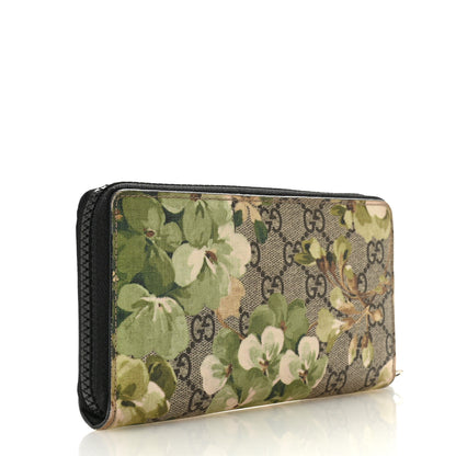 Gucci GG Supreme Monogram Blooms Zip Around Wallet Beige New Military Black 3 of 9