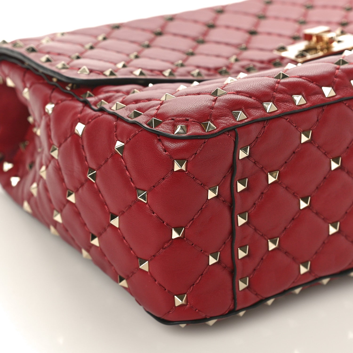 Valentino Garavani Nappa Large Rockstud Spike Shoulder Bag Rubino 8 of 9