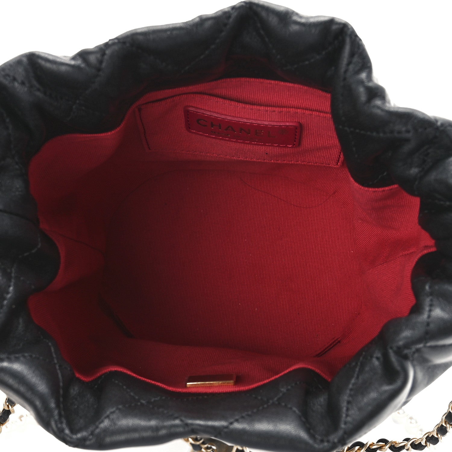 Chanel Lambskin Quilted My Perfect Chain Bucket Drawstring Bag Black 5 of 11