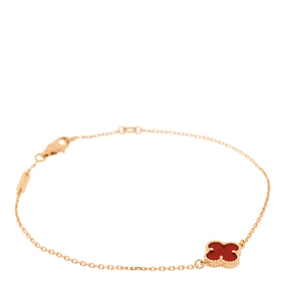 Van Cleef & Arpels 18K Rose Gold Carnelian Sweet Alhambra Bracelet 1 of 6