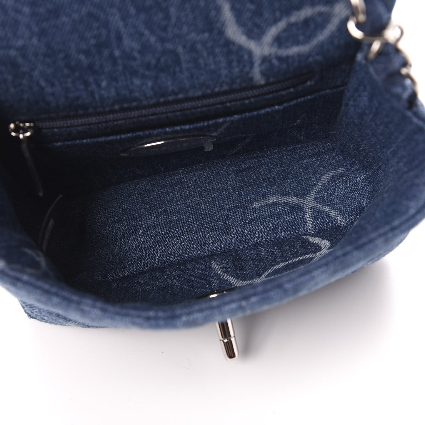 Denim CC Quilted Mini Square Flap Blue