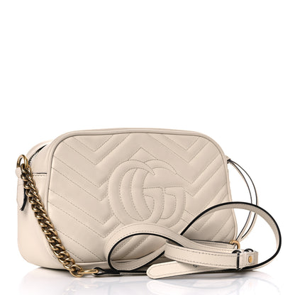 Gucci Calfskin Matelasse Small GG Marmont Chain Shoulder Bag White 3 of 19