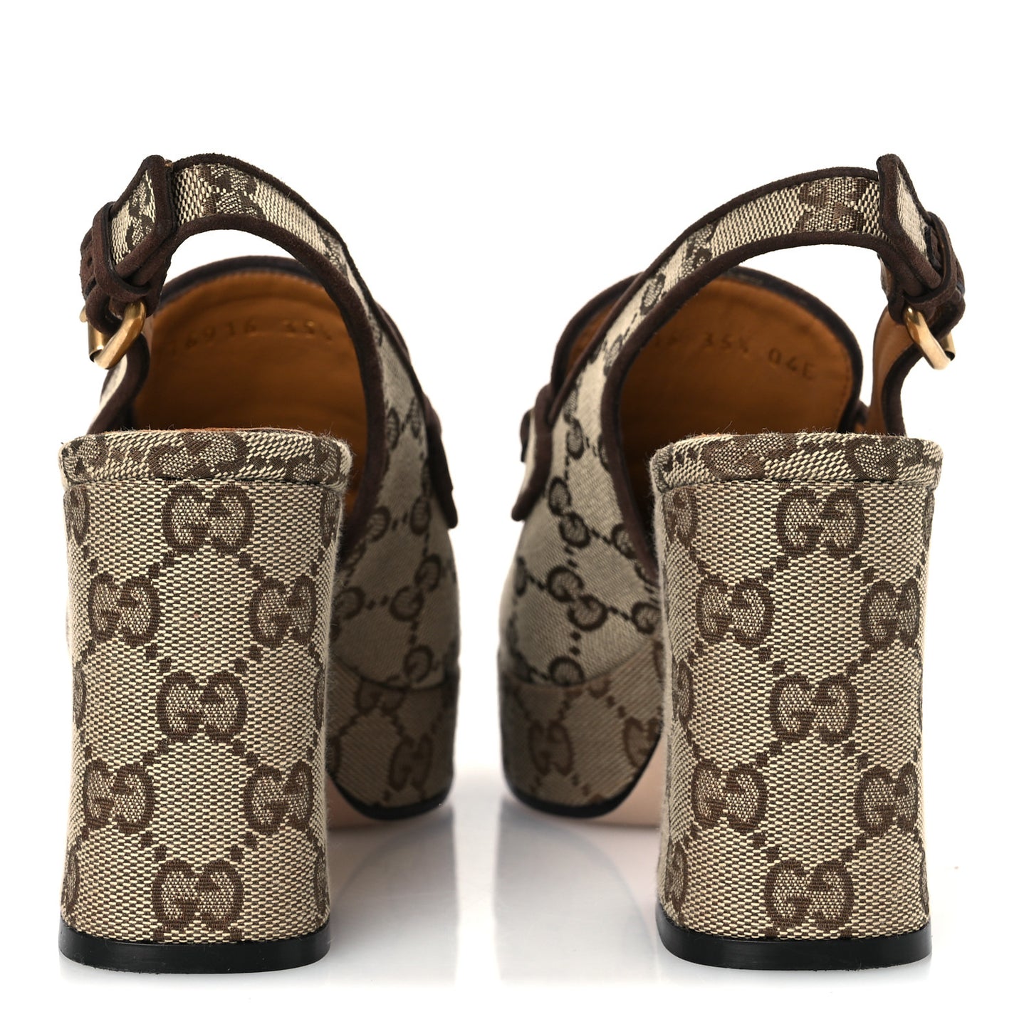 Monogram Kid Scamosciato Horsebit Platform 25/85mm Slingback Mules 35.5 Beige Ebony New Acero