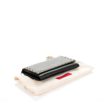 Valentino Garavani Vitello Small Rockstud Flap Wallet on Chain Black 5 of 9