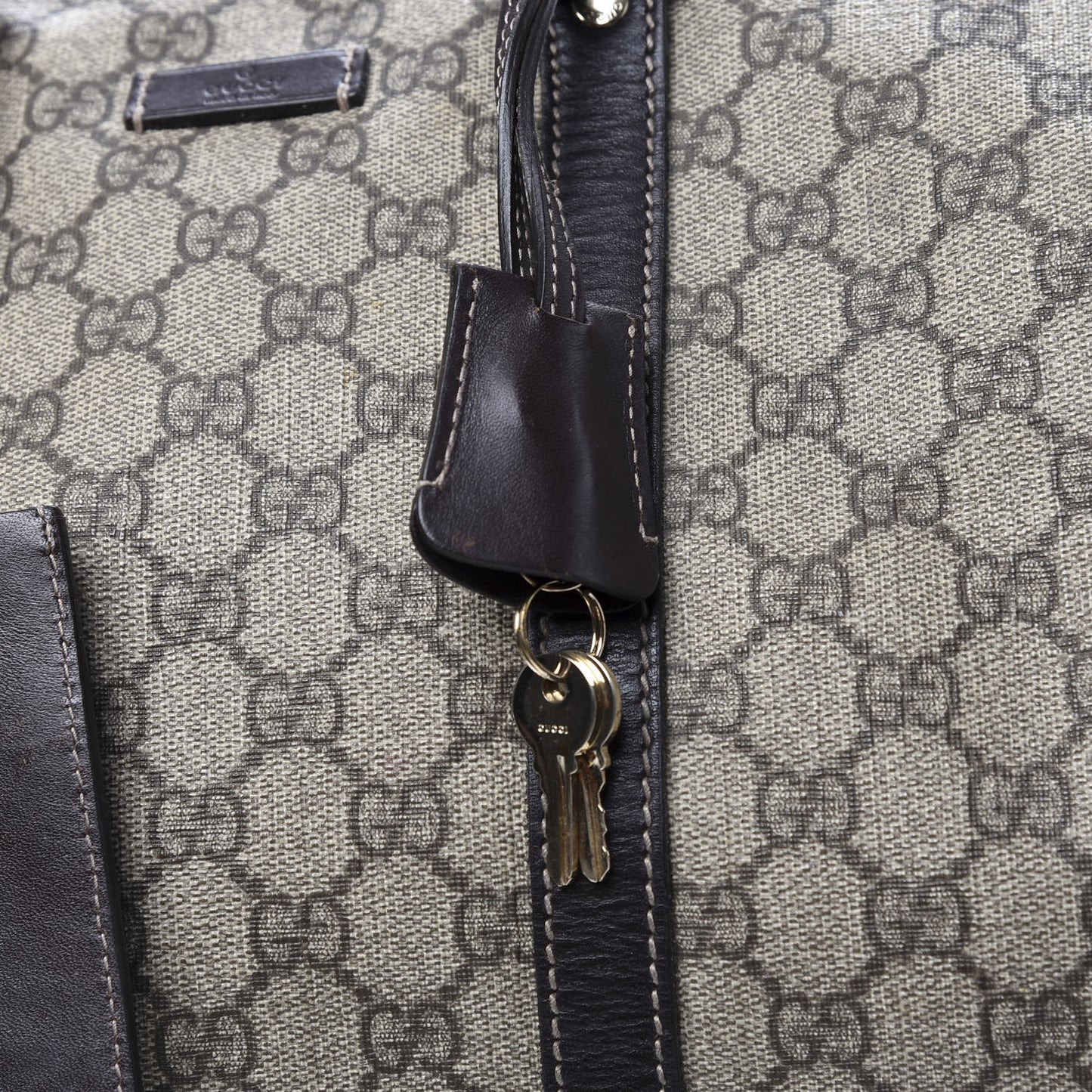 GG Plus Monogram Large Carry On Duffle Trolley Brown