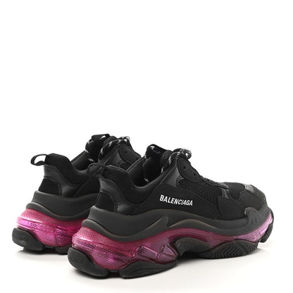 Balenciaga Fabric Mesh Clear Sole Womens Triple S Sneakers 39 Black Pink Neon 4 of 8