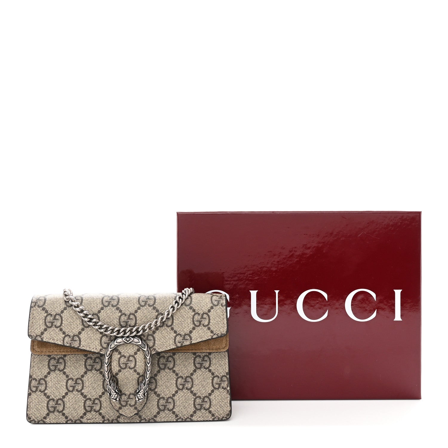 Gucci GG Supreme Monogram Super Mini Dionysus Shoulder Bag Taupe 19 of 19