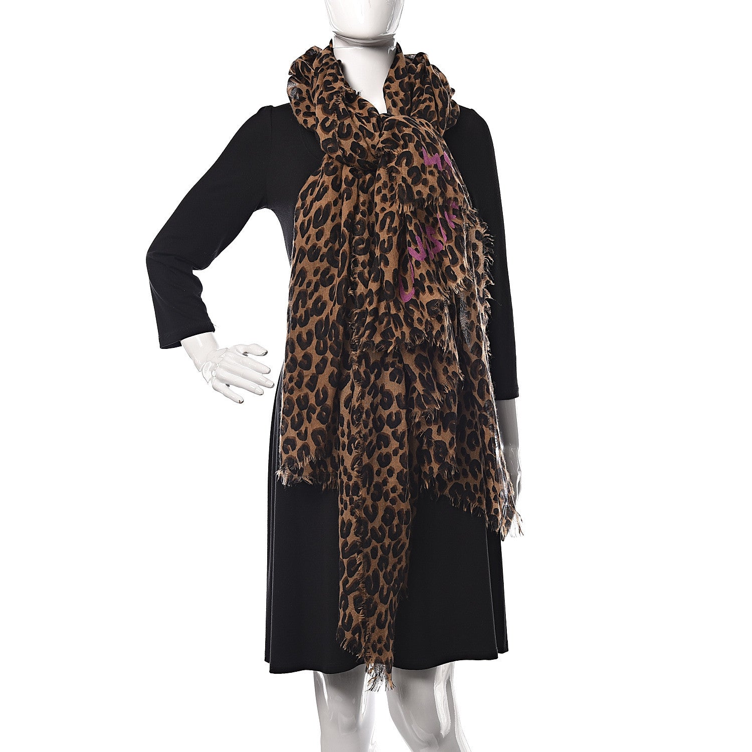 Louis Vuitton Cashmere Silk Leopard Etole Stole Marron 2 of 6