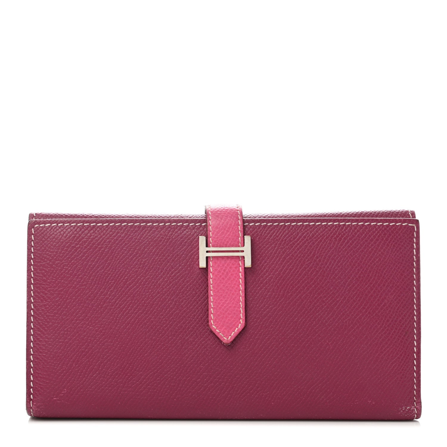 Hermes Epsom Bi-Color Tri-Fold Bearn Wallet Tosca Rose Tyrien 1 of 6