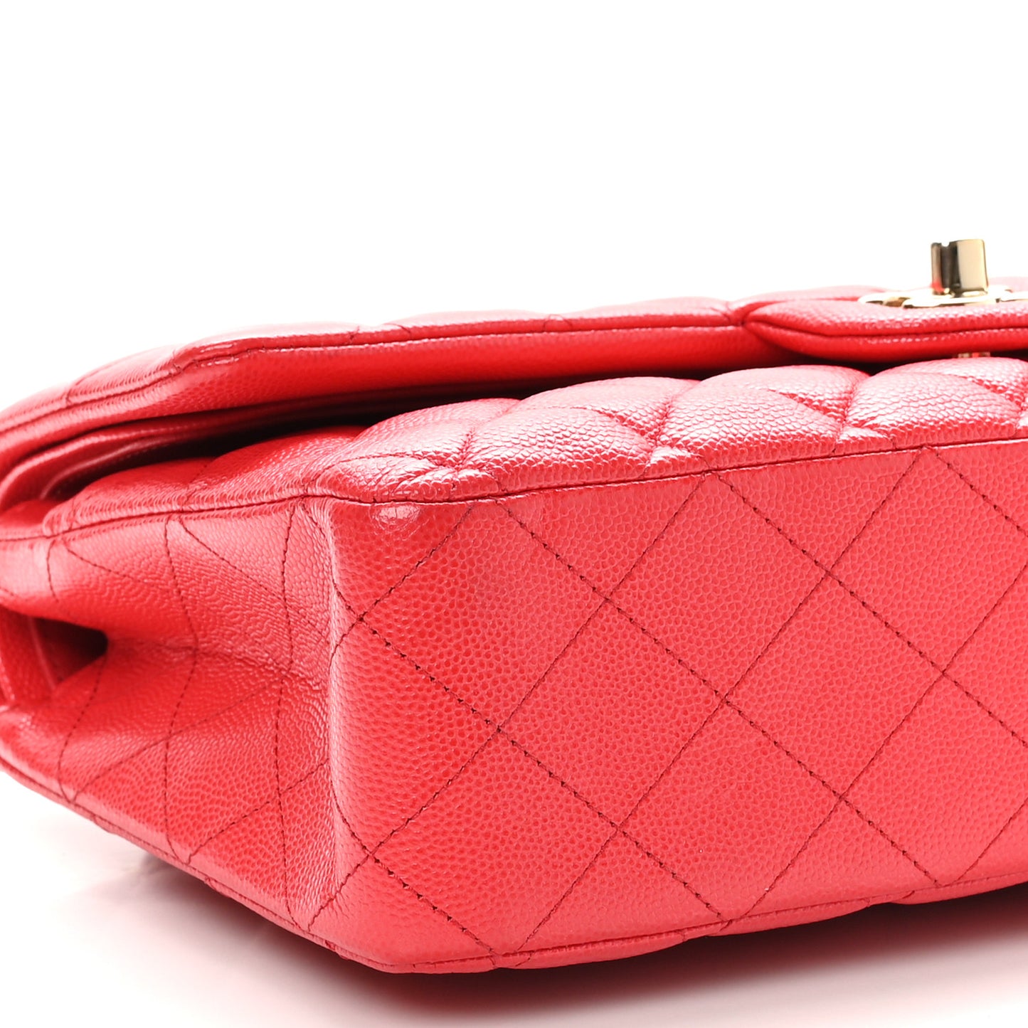 Caviar Quilted Medium Double Flap Red