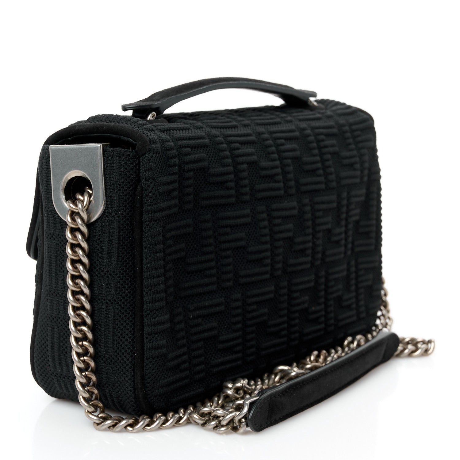 Fendi Technical Fabric FF Midi Chain Baguette Black 3 of 11