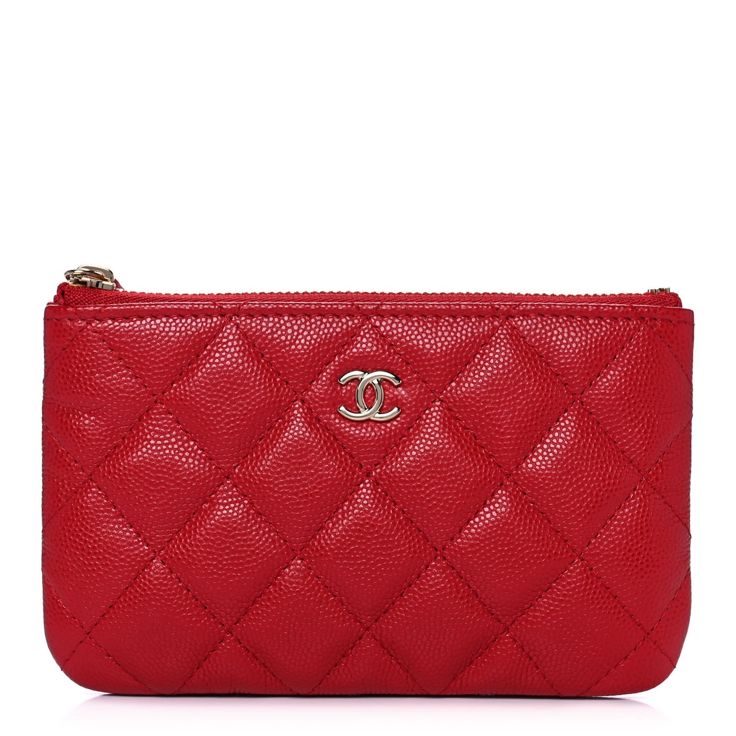Caviar Quilted Small Cosmetic Case Red