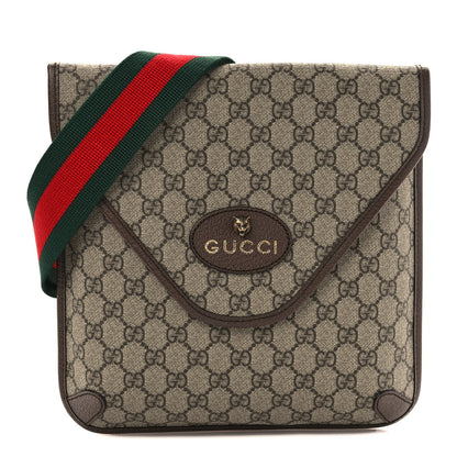 Gucci GG Supreme Monogram Web Medium Neo Vintage Flap Messenger Bag Beige New Acero 1 of 9