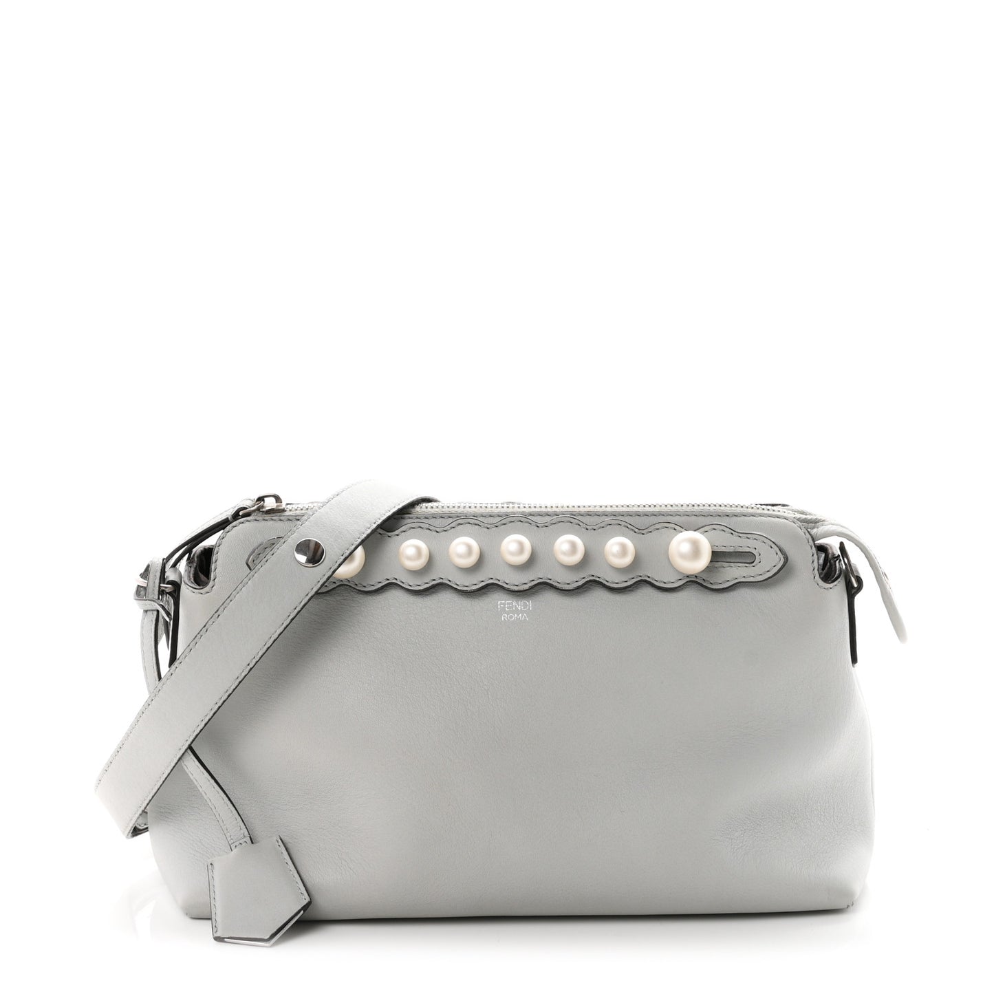 Vitello Dolce Pearl Scalloped Studded Medium By The Way Boston Bag Grigio Perla