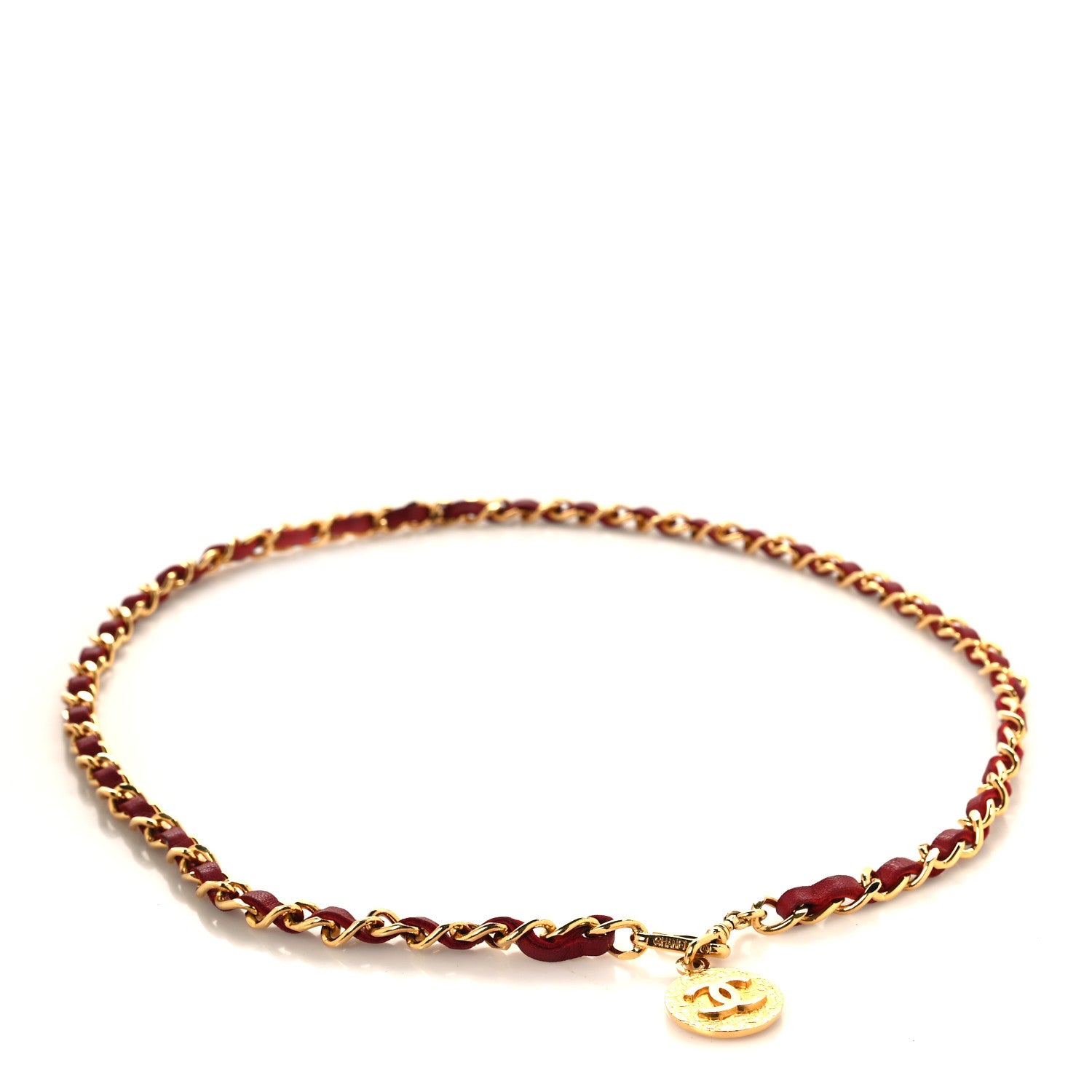 Chanel Lambskin Chain CC Medallion Belt Red Gold 1 of 5
