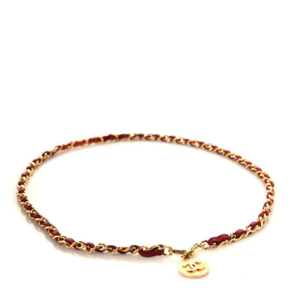 Chanel Lambskin Chain CC Medallion Belt Red Gold 1 of 5