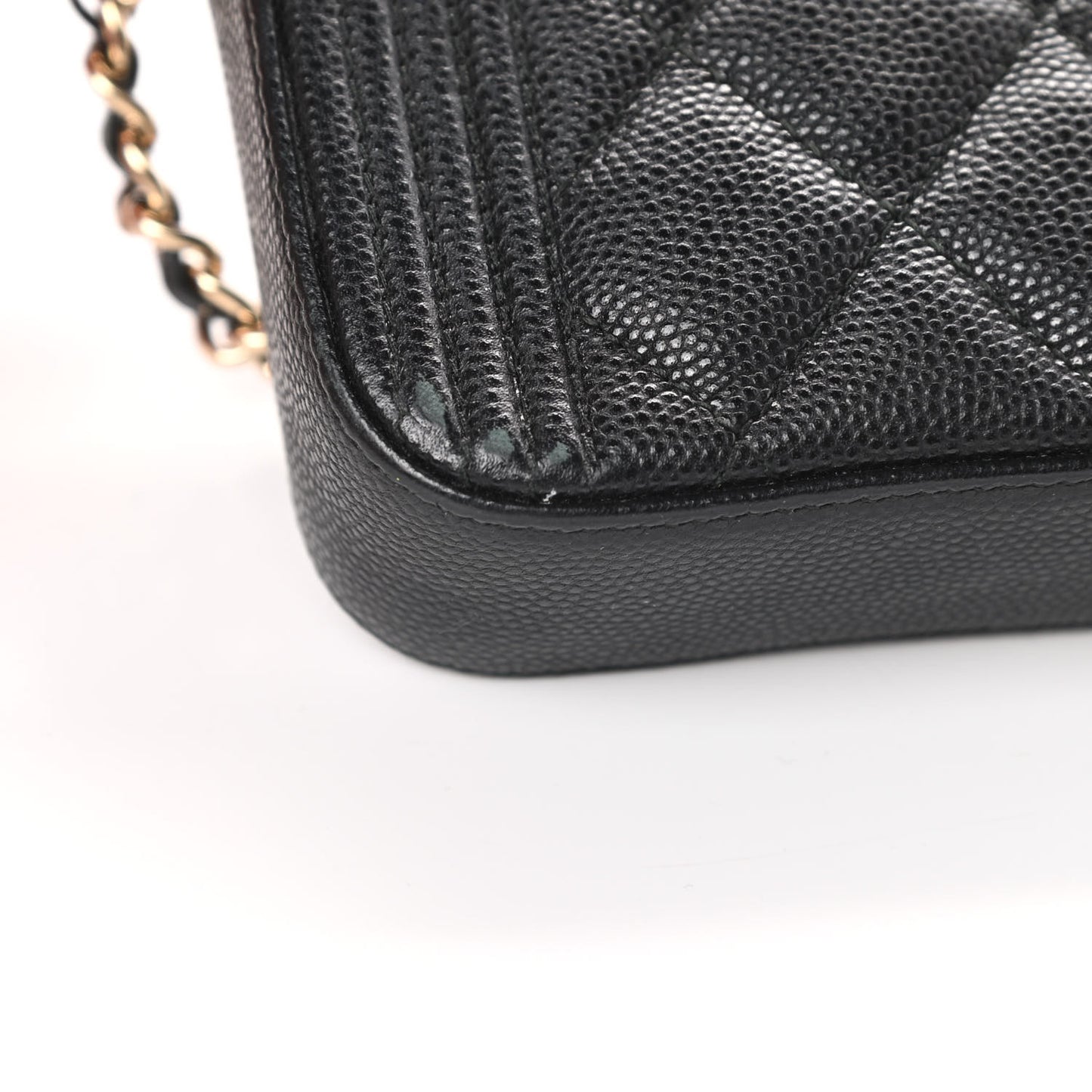 Caviar Quilted Small Boy Clutch With Chain Black