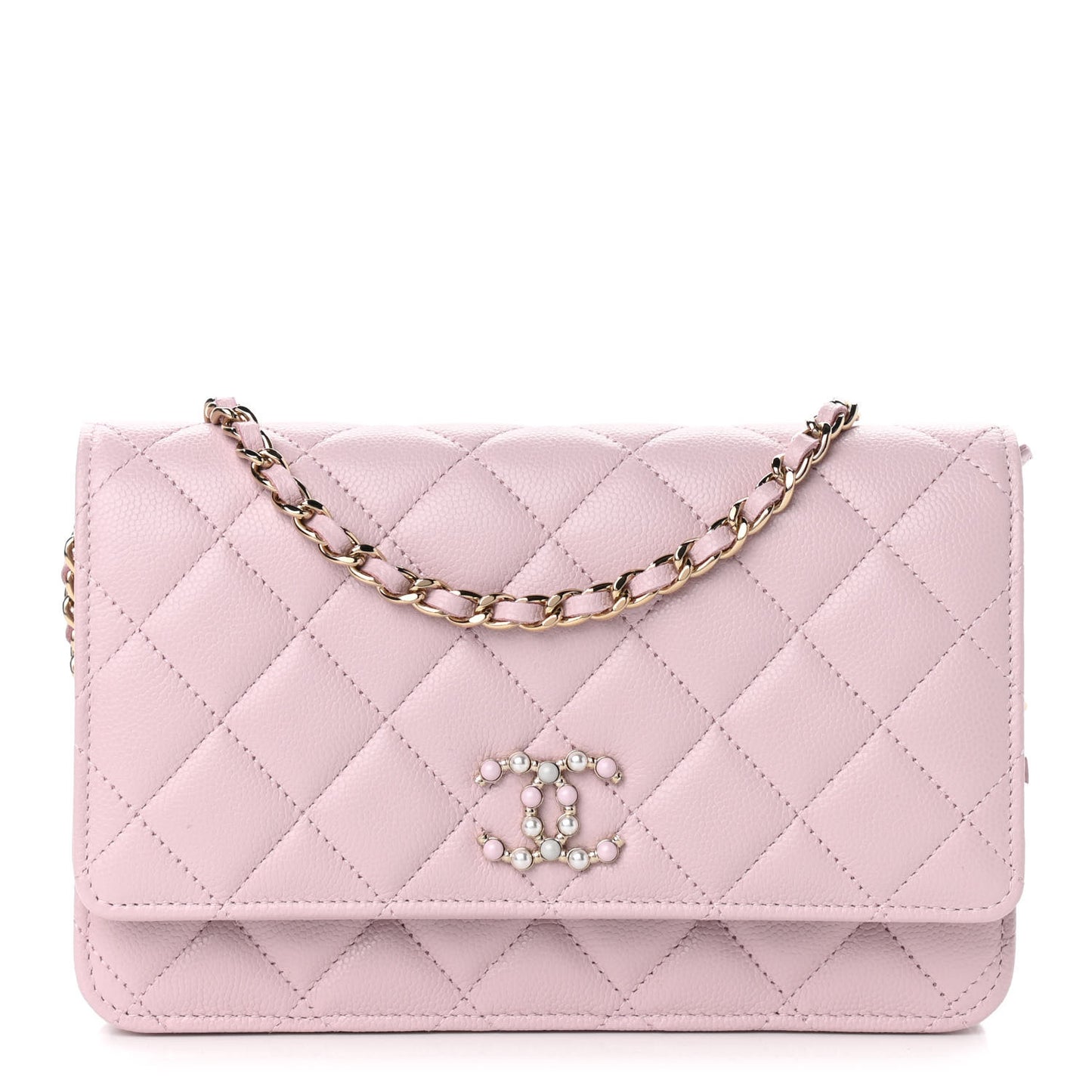 Caviar Quilted Coco Candy Wallet On Chain WOC Light Pink