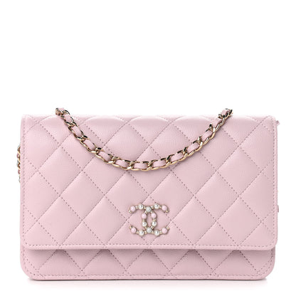 Chanel Caviar Quilted Coco Candy Wallet On Chain WOC Light Pink 1 of 11