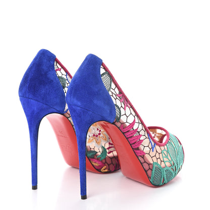 Christian Louboutin Dentelle Veau Velours Floral Very Lace 120 Pumps 35 Multi 4 of 7