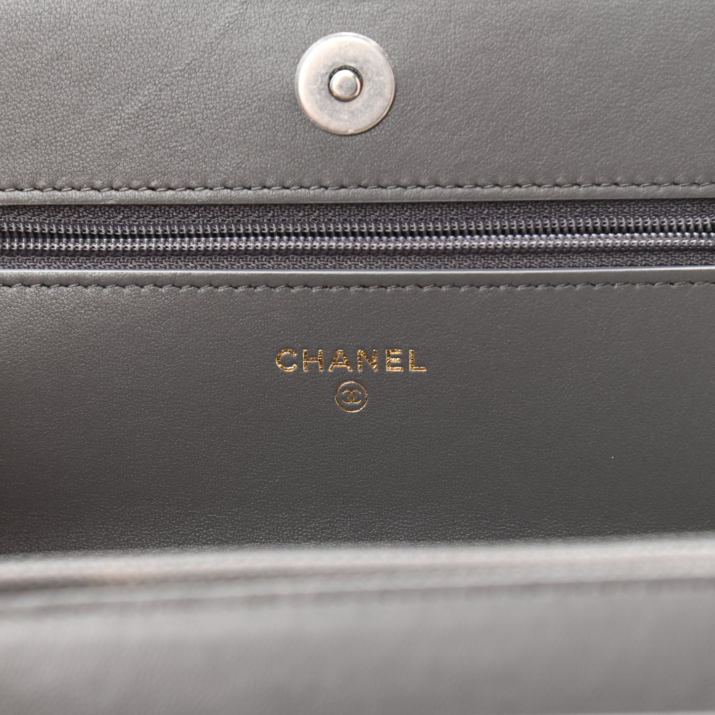 Lambskin Quilted Chanel 19 Wallet On Chain WOC Dark Grey