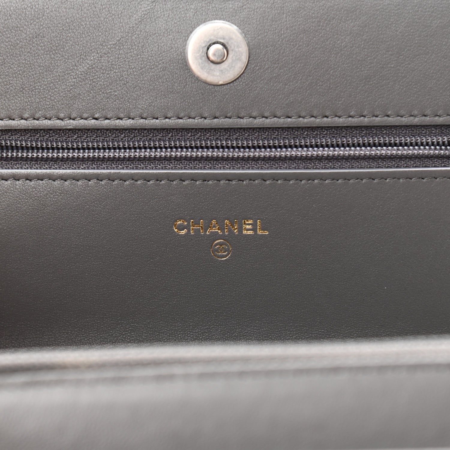 Chanel Lambskin Quilted Chanel 19 Wallet On Chain WOC Dark Grey 6 of 12