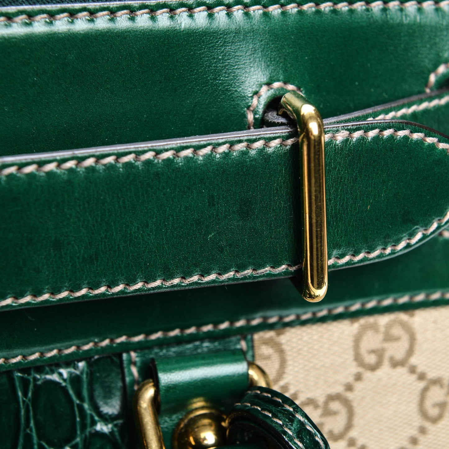 Monogram Crocodile Web Secret Top Handle Satchel Green