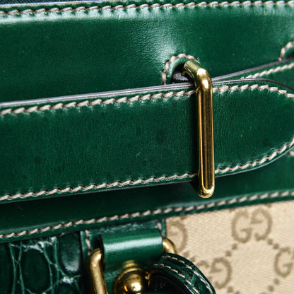Gucci Monogram Crocodile Web Secret Top Handle Satchel Green 8 of 9