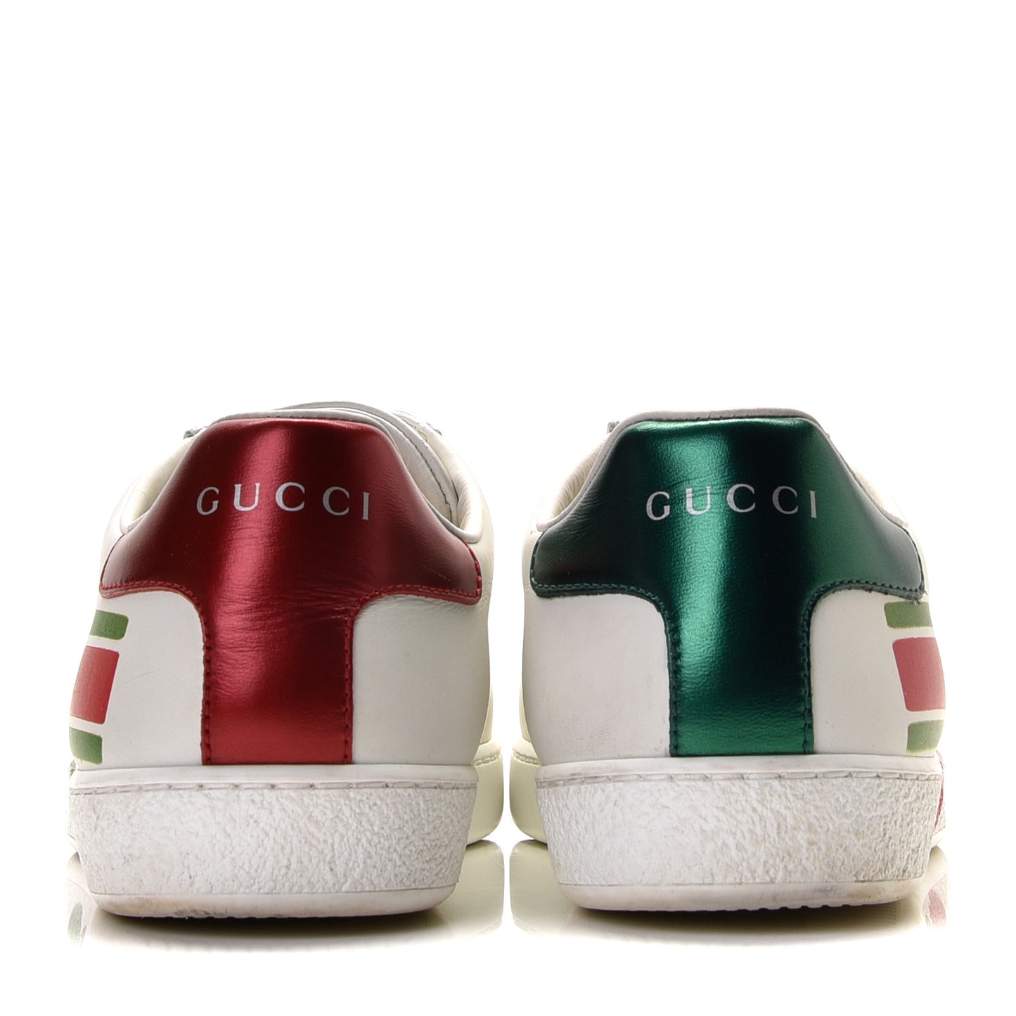 Calfskin Interlocking G Womens New Ace Sneakers 37.5 White Red Flame Green