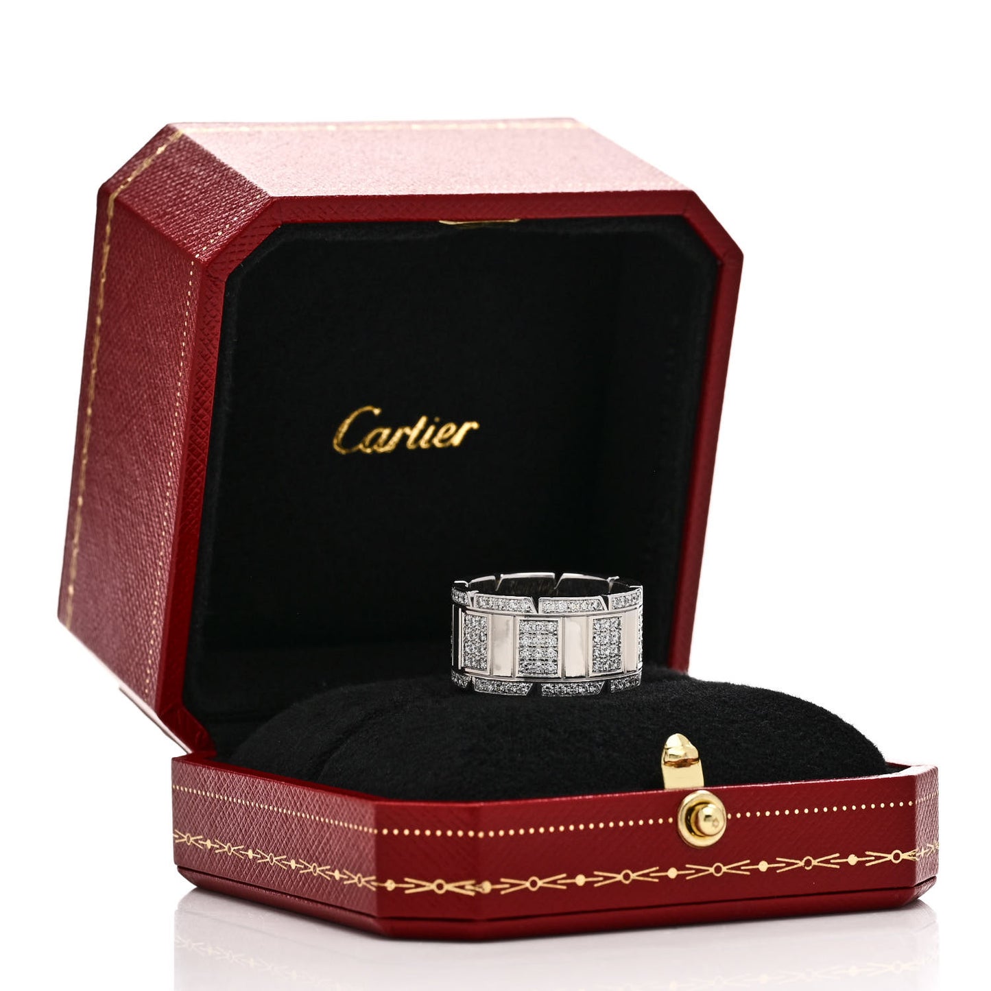 18K White Gold Diamond Tank Francaise Ring 60 9.25