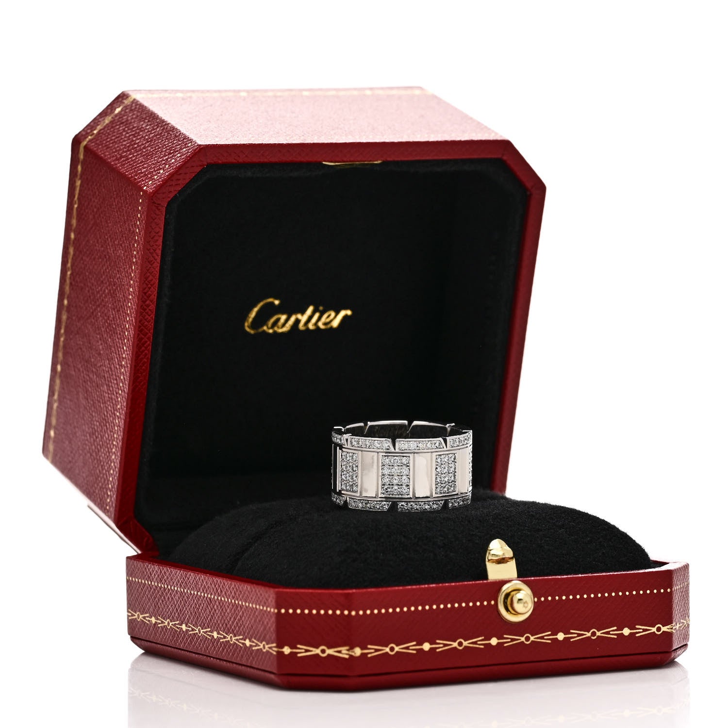 Cartier 18K White Gold Diamond Tank Francaise Ring 60 9.25 6 of 6