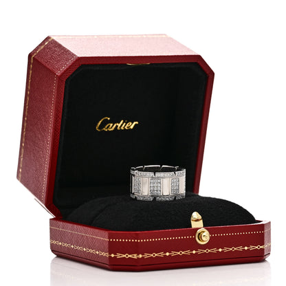 Cartier 18K White Gold Diamond Tank Francaise Ring 60 9.25 6 of 6