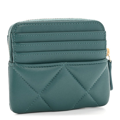 Chanel Lambskin Quilted Chanel 19 Zip Card Holder Wallet Dark Green 6 of 14
