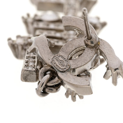Chanel Crystal Cha-Nel Logo Drop Earrings Silver 4 of 5