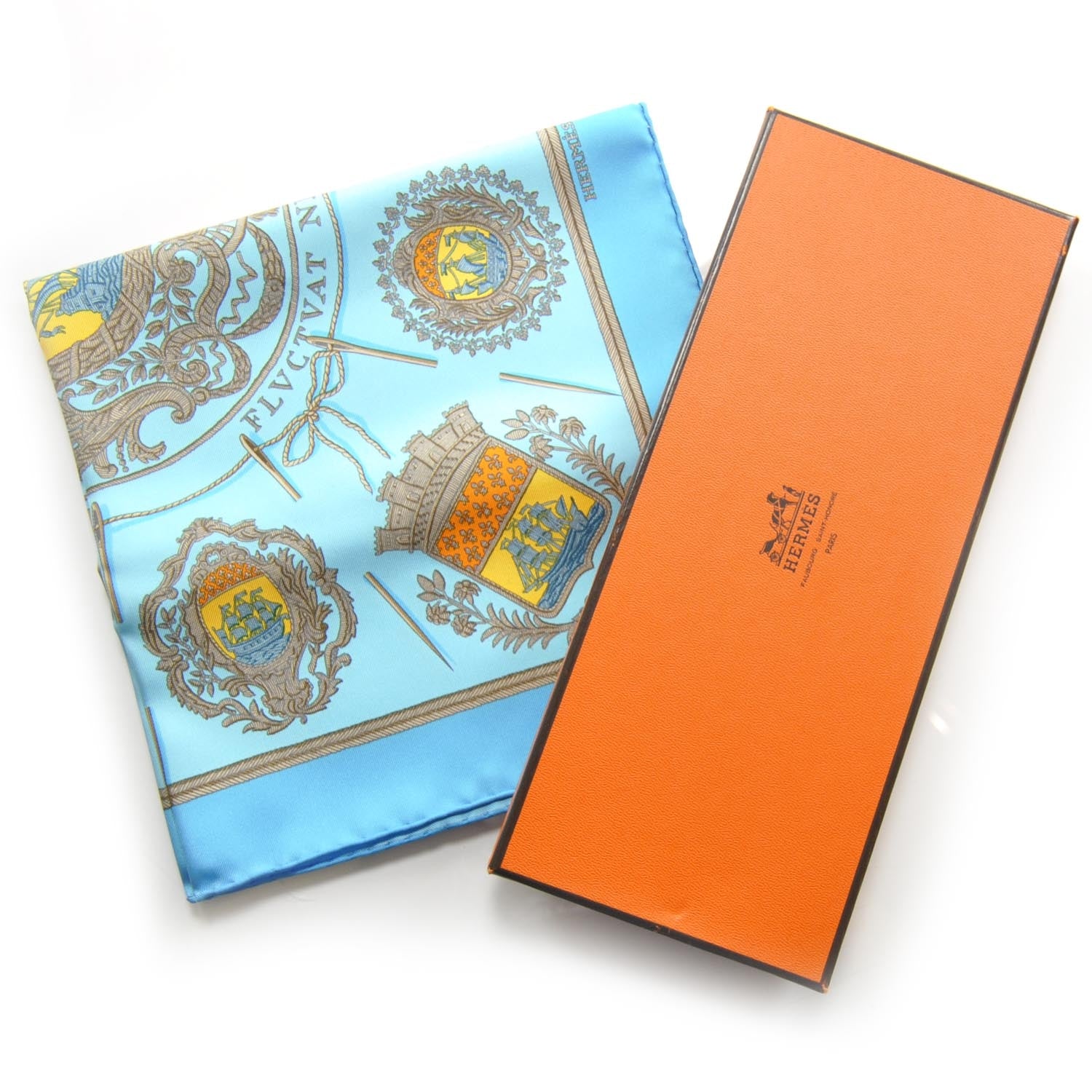 Hermes Silk Les Armes de Paris Pocket Square Scarf 4 of 6