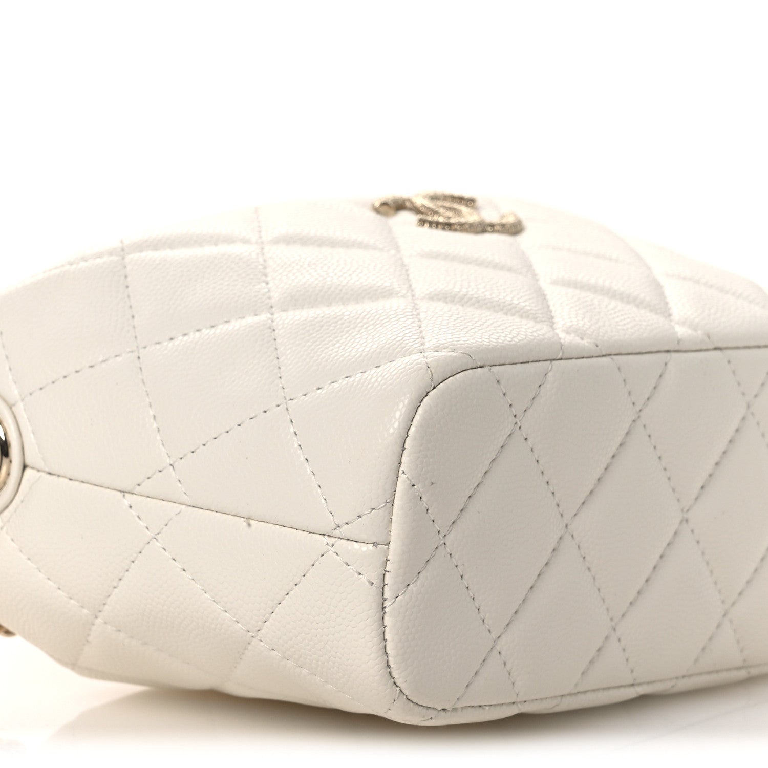 Chanel Caviar Quilted Hobo Clutch With Chain White 9 of 12