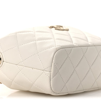 Chanel Caviar Quilted Hobo Clutch With Chain White 9 of 12