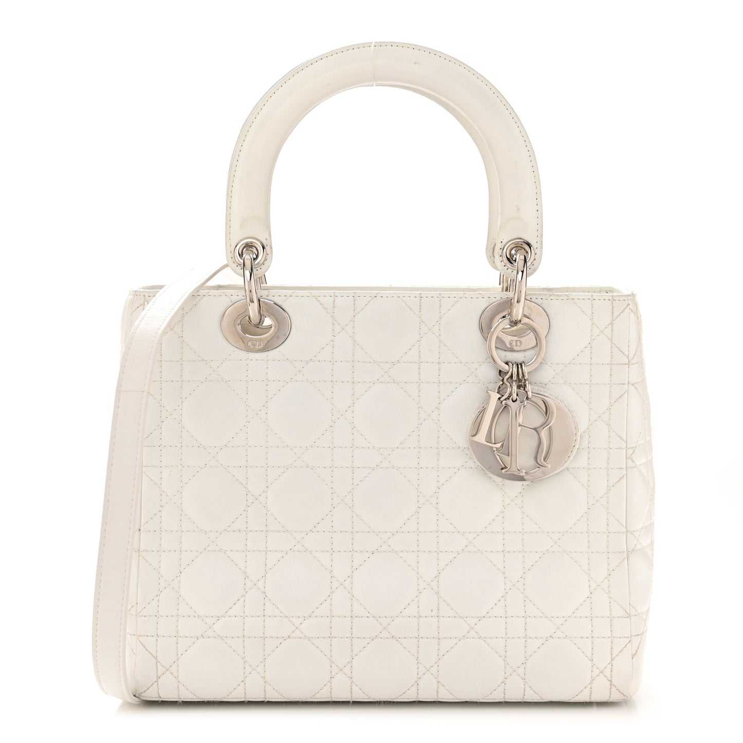 Lambskin Cannage Medium Lady Dior White
