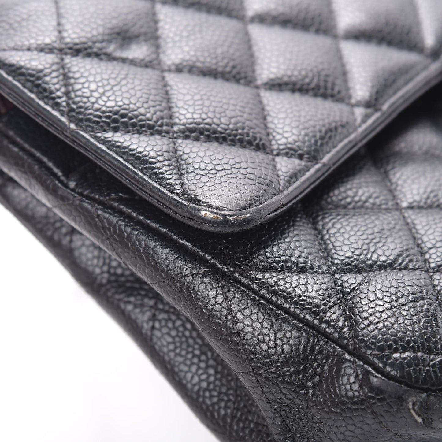 Caviar Quilted Medium Double Flap Black