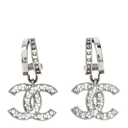 Chanel Crystal CC Drop Earrings Silver 1 of 4